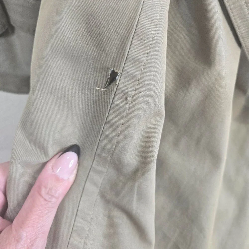 Burberrys Vintage Kensington Belted Trench Coat Womens 10 Khaki Nova Wool Lined - Picture 9 of 16
